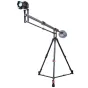 iFootage Mini Crane M1 III camera crane on a tripod with DSLR camera, extended boom arm and counterweight bag, compact design for smooth vertical movement