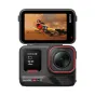 Insta360 Ace Pro 2 Creator Bundle capturing motocross action with a rider in a red outfit on a yellow dirt bike, showcasing 8K sensor performance and dynamic angles.