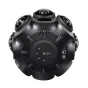 Kandao Obsidian Pro 360 camera rear view with eight APS‑C lenses, vented back panel, mounting holes and HDMI, USB‑C, Ethernet and audio ports, designed for 12K 3D cinematic streaming.