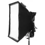 Litepanels Snapbag Softbox Gemini 1x1 ar noņemamu baffle – pop-up softbox, kas piestiprinās tieši pie Gemini 1x1 LED gaismas, ar sudraba iekšpusi un baltu difuzora paneli, nodrošinot vienmērīgu un maigu apgaismojumu.