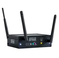 Litepanels Apollo Bridge wireless DMX transmitter with three detachable antennas and front panel LED indicators.Litepanels Apollo Bridge wireless DMX transmitter with three detachable antennas and front panel LED indicators.