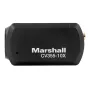 Marshall CV355-10X blokā kamera ar 10x optisko zoomu, melnu alumīnija korpusu un zelta BNC savienotāju uz balta fona