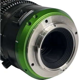Precision MTF Fuji MK lens adapter for Sony E to Fuji X mount conversion with stainless steel mount and green accent ring