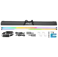 Набор NANLITE PavoTube II 60XR 2Kit со светодиодными трубками RGBWW длиной 8 футов, адаптерами питания, кабелями, крепежными зажимами и черным чехлом на белом фоне.Набор NANLITE PavoTube II 60XR 2Kit со светодиодными трубками RGBWW длиной 8 футов, адаптерами питания, кабелями, крепежными зажимами и черным чехлом на белом фоне.