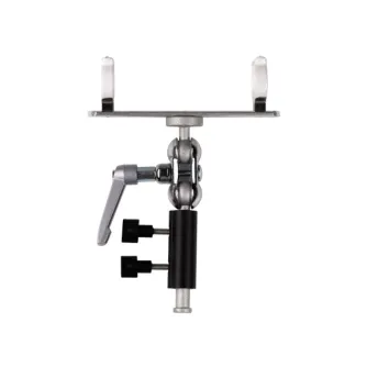 NANLITE Double Joint Tube Light Holder HD-T12-1-BHP, elastīgs metāla klips ar baltām un melnām regulēšanas pogām, piemērots 16 mm šķēpa statīviem.