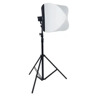 NANLITE Lantern-Softbox LT-FMM-60 spherical softbox mounted on a black tripod stand, delivering even, soft omnidirectional lighting for Nanlite Forza 60/60B LED lights
