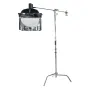 NANLITE Lantern-Softbox LT-FMM-60 spherical softbox with silver interior and white diffuser mounted on a boom arm light stand for Nanlite Forza 60/60B
