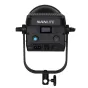 NANLITE FS-300 Spot Light with a digital display, control dials, blue power button, and mounting bracket, designed for photography and videography.
