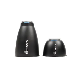 NANLUX Reflector Set with 30° and 60° reflectors for studio lighting, featuring durable aluminum alloy construction and beam angle indicators.