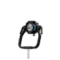 NANLUX Projection Adapter (AS-PJA-EV) with cylindrical lens, adjustable handles, and stainless steel mounting stem, featuring a blue accent ring and fastening knob.