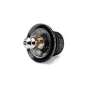 Sachtler aktiv bowl connector 75 mm V2, black circular base with engraved text, polished silver tip and gold interior, compact tripod accessory for aktiv6/aktiv8/aktiv8T heads