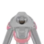 Sachtler aktiv bowl connector 75 mm V2 top view, silver hexagonal mount with central screw and pink leg clips