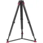 Sachtler flowtech 75 GS carbon fiber tripod with red quick-release brakes and foot pads, fully assembled for professional camera support.