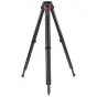 Sachtler Flowtech 75 GS carbon fiber tripod with red accents, quick-release locks, and adjustable height for professional camera support
