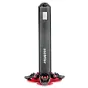 Sachtler flowtech 75 GS carbon fiber tripod with red ground spreader and quick-release brakes, front view on white background