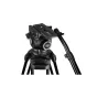 Second Wave Model 20 teleprompter tripod with a professional fluid head and 2-stage aluminum legs, supporting up to 20 kg, fully assembled with one leg extended.