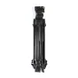 Second Wave Model 13 teleprompter tripod, fully collapsed, black aluminum construction with 13.6 kg payload capacity, compact design for stable teleprompter mounting