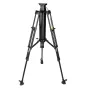 Second Wave Model 30 motorized teleprompter pedestal tripod with 30 kg payload, three-leg design, central column, remote control with yellow connector, fully assembled on white background