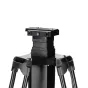 Second Wave Model 30 motorized PTZ pedestal column with mounting head, black finish, remote cable attached, tripod legs partially visible