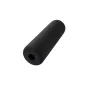 Black Sennheiser MZW 8018 foam windshield, cylindrical foam cover with central hole, isolated on white background, microphone accessory for Sennheiser MKH 8018 shotgun mic