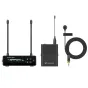 Sennheiser EW-DP ME4 SET wireless lavalier microphone system, featuring a dual-antenna receiver, bodypack transmitter, and ME 4 cardioid lavalier mic with coiled cable, ideal for filmmakers and content creators.