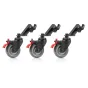 Set of three black Shape MTELS Montreal wheels with red brake levers and mounting brackets for 1" x 1" stand legs, displayed side by side.
