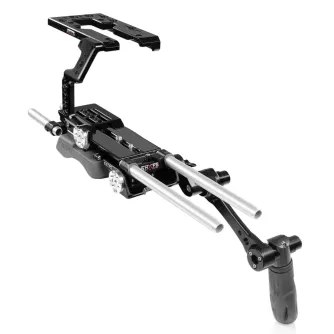 Shape FX9 camera cage baseplate with handle, rear insert plate, and adjustable rods for Sony FX9 support and accessory mounting