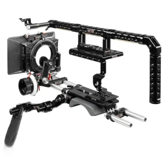 Complete Shape Sony FX9 camera cage with modular top handle, shoulder baseplate, and matte box for professional videography