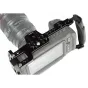 Lightweight aluminum handheld cage for Blackmagic Pocket Cinema Camera 4K/6K with wooden handle and padded strap