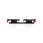Shape Canon C200 Offset Rig baseplate with 15 mm rod system, black anodized aluminum, red push-button knobs, and four mounting holes, Made in Canada branding