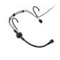 Black Shure SM39 headset microphone with adjustable headband, collar clip, and windscreen for clear vocals on stage.