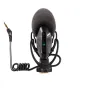 Shure VP83 Shotgun Condenser Microphone with shock mount and coiled cable, featuring a foam windscreen and adjustable gain controls.
