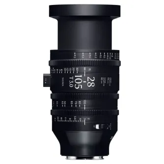 Sigma 28-105mm T3 FF L-Mount cine lens with advanced optics, professional mechanics, and precise autofocus for film production