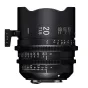 Close-up of Sigma FF High Speed Prime 20mm T1.5 E-Mount cine lens featuring white text markings for focal length and aperture range. Lens support foot attached, front element visible against a plain white background.