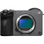 Sony FX2 full-frame cinema line camera body shown front view with E‑mount, exposed 33 MP sensor, Full‑Frame label, REC button and α logo, black grip and top dial.