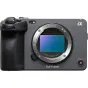 Sony FX3A full-frame cinema camera body, front view, E-mount ring with exposed sensor, black textured grip, top control dial, REC button with number 6