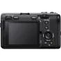Rear view of the Sony FX3A Full Frame Cinema Line Camera, featuring a large LCD screen, MODE and MENU buttons, focus magnification dial, and textured grip for professional filmmaking.
