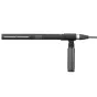 Sony ECM-680S kompaktās MS stereo virzītais mikrofonis ar T‑rokturi, melna korpuss, sudraba režģis un kabelis, ideāls laukā un raidīšanai