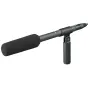Sony ECM-674 shotgun microphone with foam windscreen and adjustable stand for professional audio recording