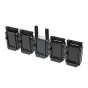 SYNCO XVision HD 1TX+4RX wireless video transmission system, featuring one transmitter with dual foldable antennas and four receivers with single antennas, all black compact units with rear mounting points on a white background