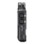 Tascam Portacapture X6 handheld recorder rear view with dual XLR mic/line inputs, volume knob, 3.5 mm headphone jack and built-in condenser microphones.