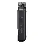 Side view of the Tascam Portacapture X6 handheld recorder showing dual built-in condenser microphones, microSD slot, USB-C port, and control buttons on the rear panel.