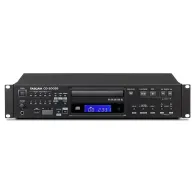 Tascam CD-200SB 2U rack-mount CD and solid-state media player with front panel controls, blue LCD display, USB and SD slots, XLR balanced outputs, and anti-shock memory.Tascam CD-200SB 2U rack-mount CD and solid-state media player with front panel controls, blue LCD display, USB and SD slots, XLR balanced outputs, and anti-shock memory.