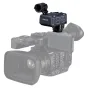Professional Tascam CA-XLR2D-C microphone adapter for Canon mirrorless cameras featuring XLR/TRS inputs and digital/analog output.