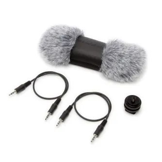 Tascam AK-DR70C accessory package with windscreen, cables, and shoe mount adapter for DR-701D/DR-70D recorders