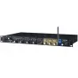 Tascam MZ-123BT compact 1U rackmount multi-zone audio mixer with Bluetooth, front panel knobs, zone select buttons, and a vertical antenna for wireless connectivity