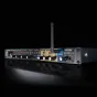 Tascam MZ-123BT compact 1U rackmount audio mixer with Bluetooth antenna, front panel knobs and buttons, and three zone outputs for professional installation.