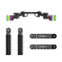 Wooden Camera 15mm LWS Handgrip Kit – a 15mm aluminum crossbar with color rings, two 6-inch extensions, and two ODI BMX handgrips.