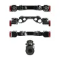 Wooden Camera 19mm Studio Handgrip Kit with red color rings, stainless steel knobs, and modular extensions for professional camera rigs