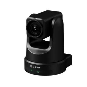 Z-CAM P2-R1N PTZ kamera ar NDI HX3 atbalstu, melnā korpusā uz apaļas pamatnes ar iedegtiem zaļiem statusa LED.
